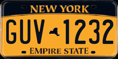 NY license plate GUV1232