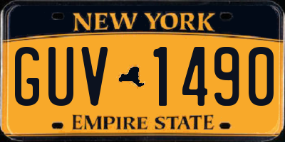 NY license plate GUV1490
