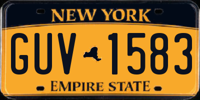 NY license plate GUV1583