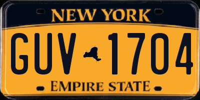 NY license plate GUV1704