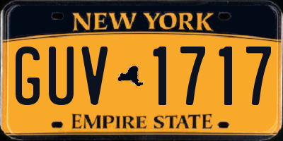 NY license plate GUV1717