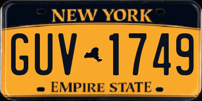NY license plate GUV1749