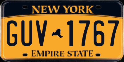 NY license plate GUV1767