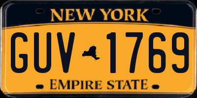 NY license plate GUV1769