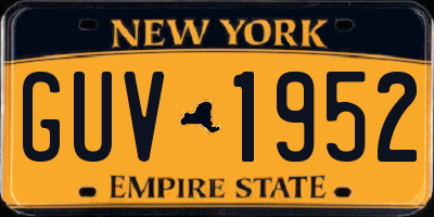 NY license plate GUV1952