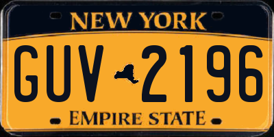 NY license plate GUV2196