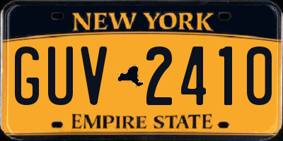 NY license plate GUV2410