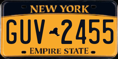 NY license plate GUV2455