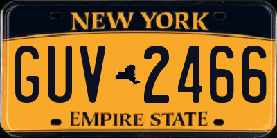 NY license plate GUV2466
