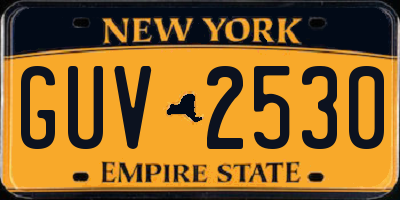 NY license plate GUV2530