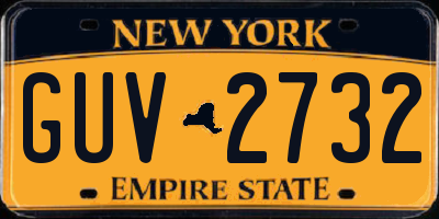 NY license plate GUV2732