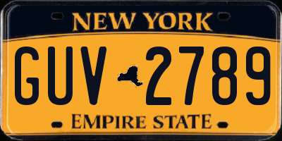 NY license plate GUV2789