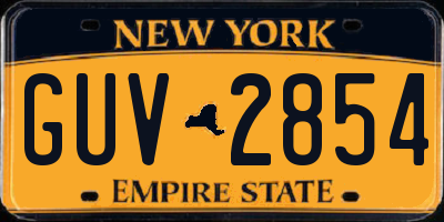 NY license plate GUV2854