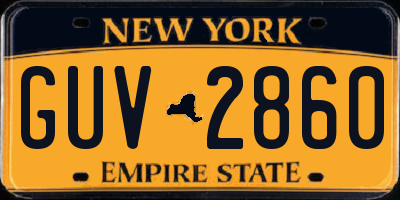 NY license plate GUV2860