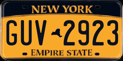NY license plate GUV2923