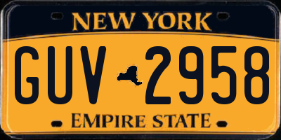 NY license plate GUV2958