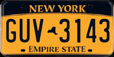 NY license plate GUV3143
