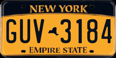 NY license plate GUV3184