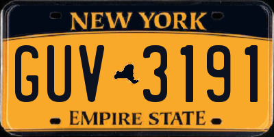 NY license plate GUV3191
