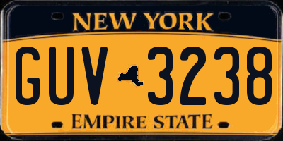 NY license plate GUV3238