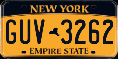 NY license plate GUV3262