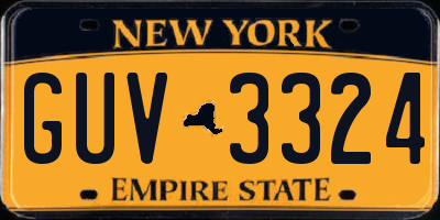 NY license plate GUV3324