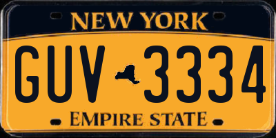 NY license plate GUV3334