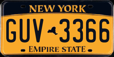 NY license plate GUV3366