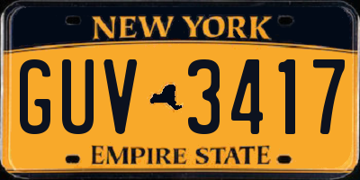 NY license plate GUV3417