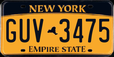 NY license plate GUV3475