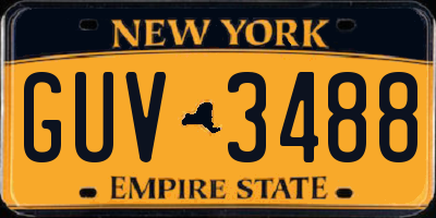 NY license plate GUV3488