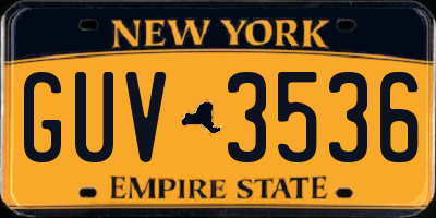 NY license plate GUV3536