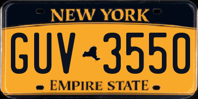 NY license plate GUV3550