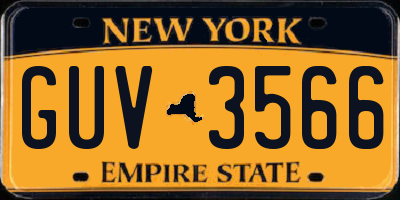NY license plate GUV3566