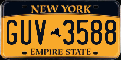 NY license plate GUV3588