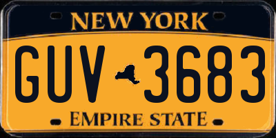 NY license plate GUV3683