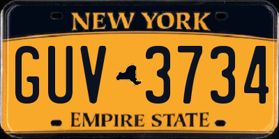 NY license plate GUV3734