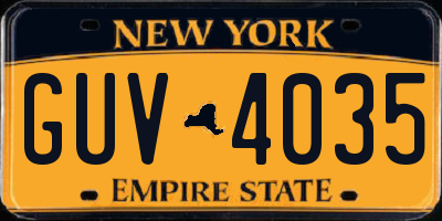 NY license plate GUV4035