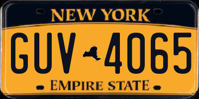 NY license plate GUV4065