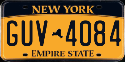 NY license plate GUV4084
