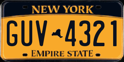 NY license plate GUV4321