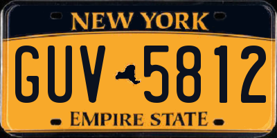 NY license plate GUV5812