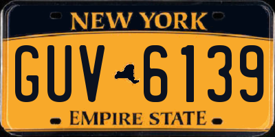 NY license plate GUV6139