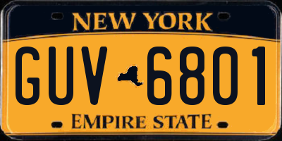NY license plate GUV6801