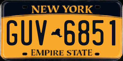 NY license plate GUV6851