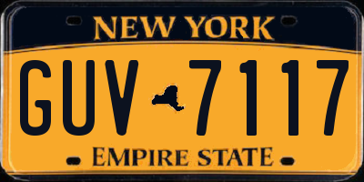NY license plate GUV7117