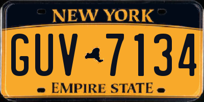 NY license plate GUV7134