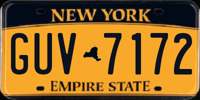 NY license plate GUV7172