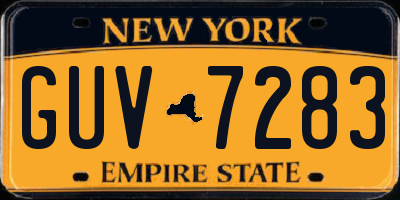 NY license plate GUV7283