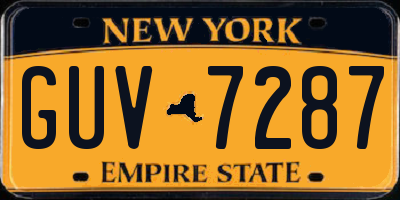NY license plate GUV7287